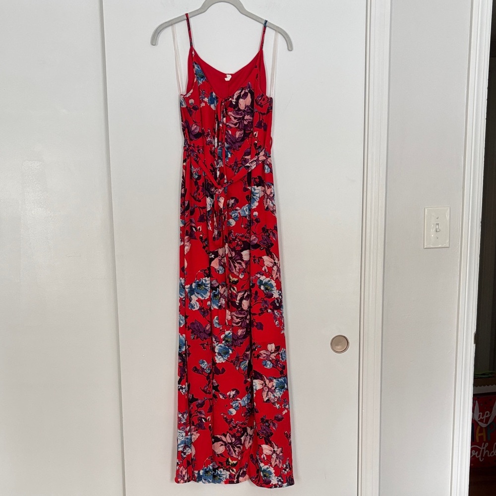 Red Floral Maternity Maxi Dress